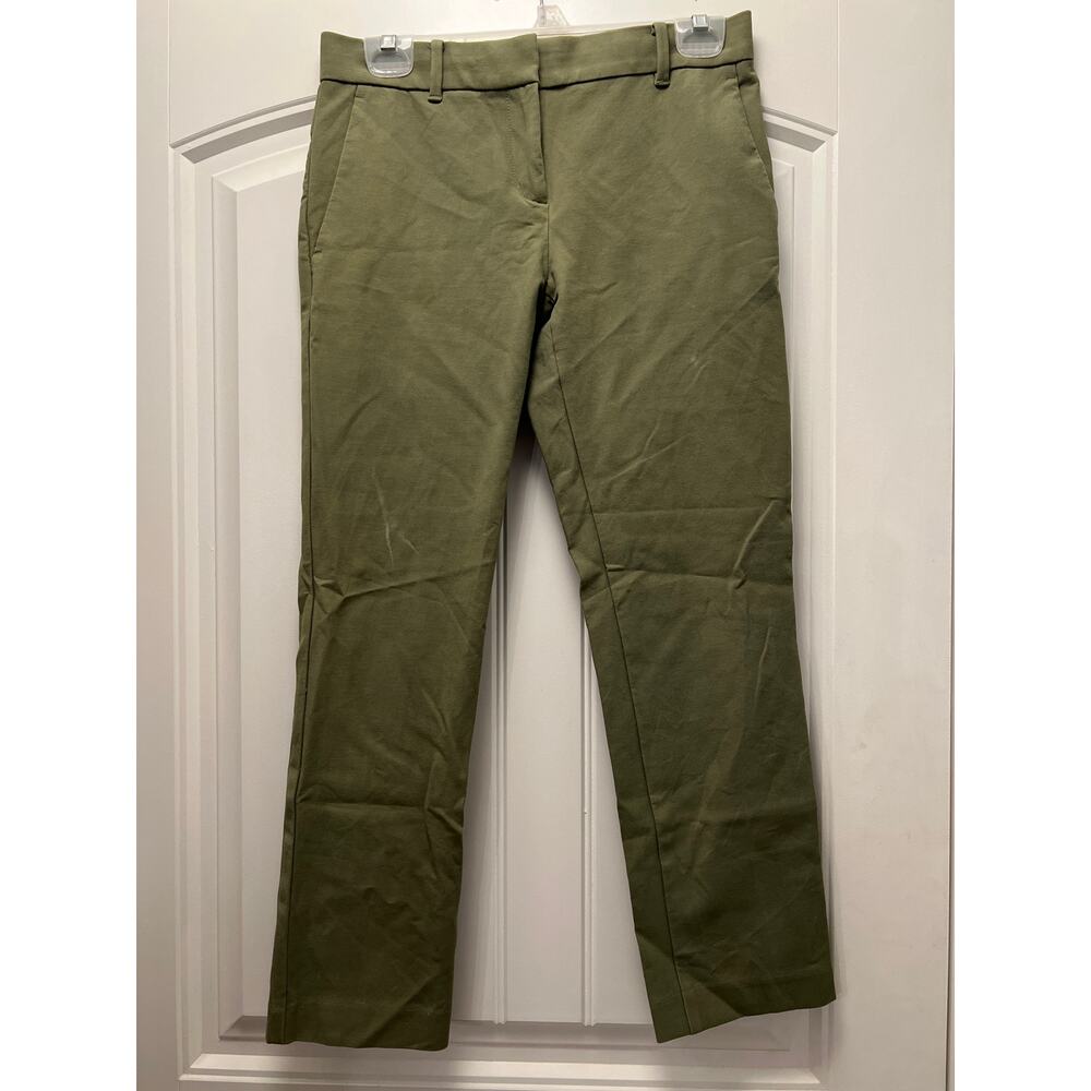 Ann Taylor Women’s Straight Stretch Casual Ankle Pants Size 0 Green Mid Rise